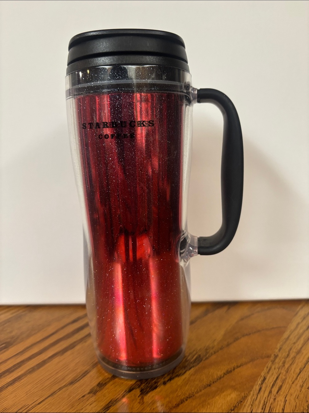 Starbucks Red Glitter Double-Wall Travel Mug with Handle